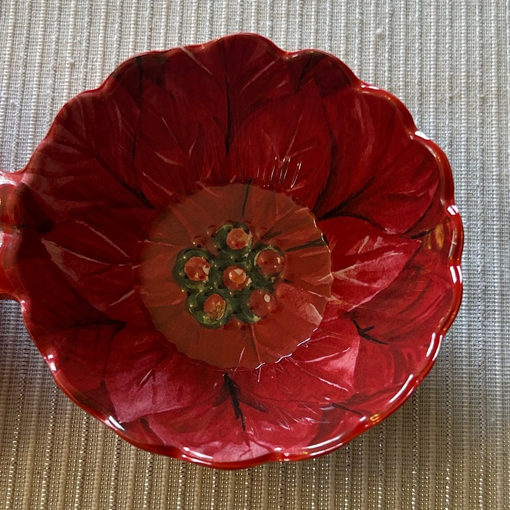 Mushroom Berry Basket + Poppy 3 Flower Melamine Serveware Set of 2 New With Tags - Picture 8 of 9